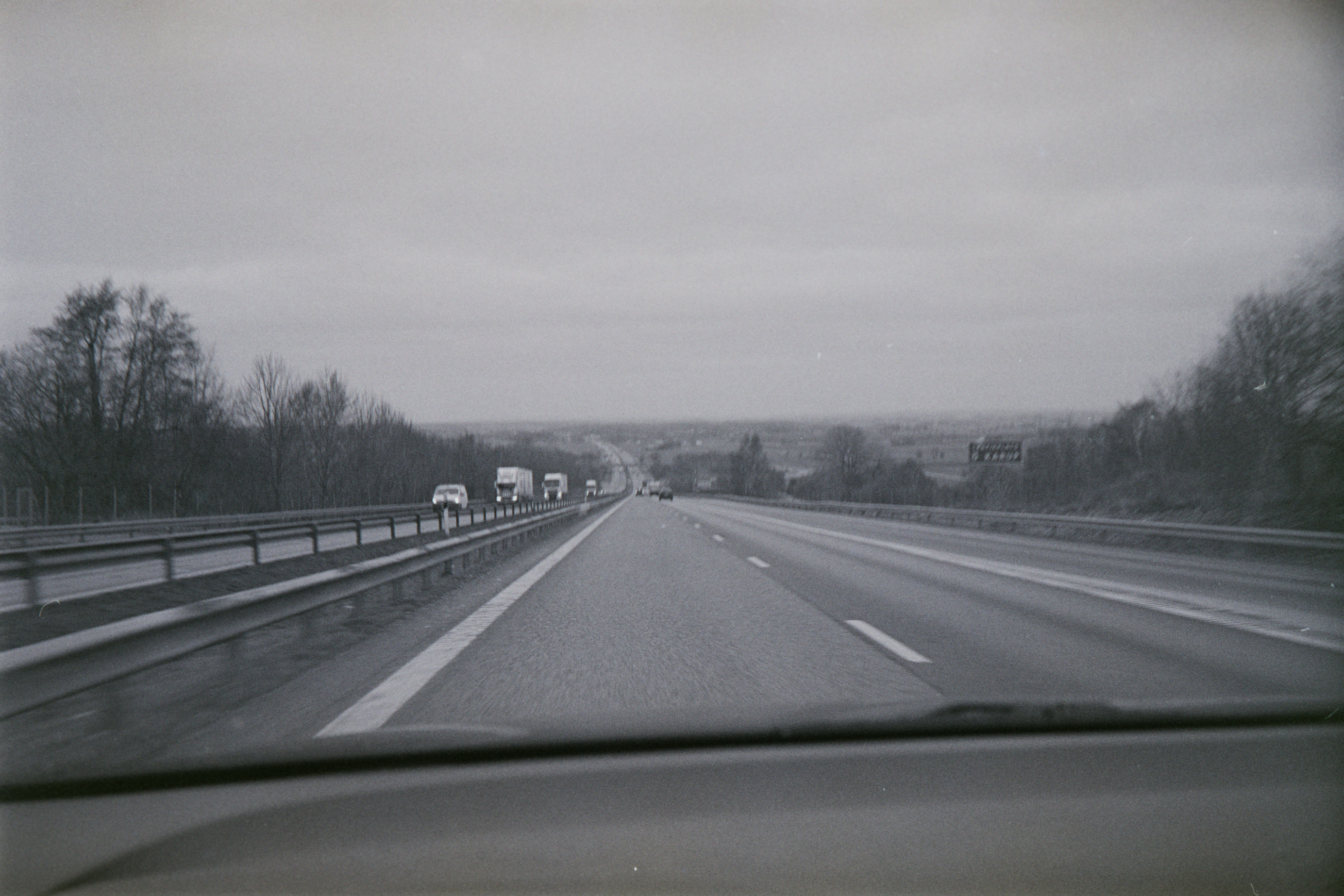 black and white road